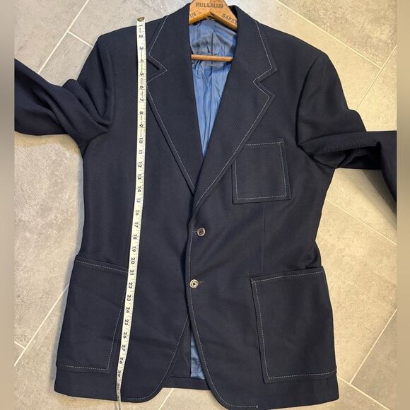 Vintage 1950s Marx-Haas Navy Vintage Men's Blazer Sport Coat Jacket - Size 40 - Picture 12 of 13